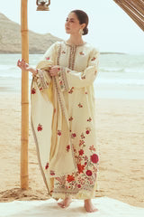 CREWEL CREAM-3PC (SHIRT, DUPATTA & TROUSER)