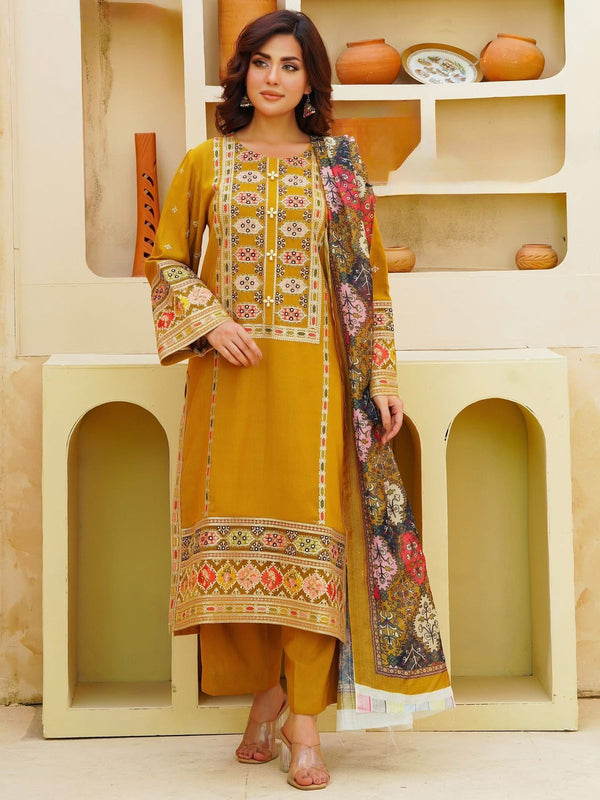 Unstitched Luxury Dhanak Heavy Embroidered 3PC Suit