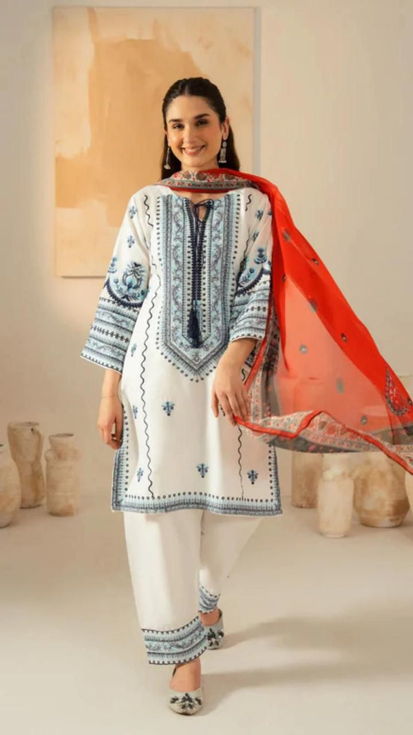 Unstitched Luxury Dhanak Heavy Embroidered 3PC Suit