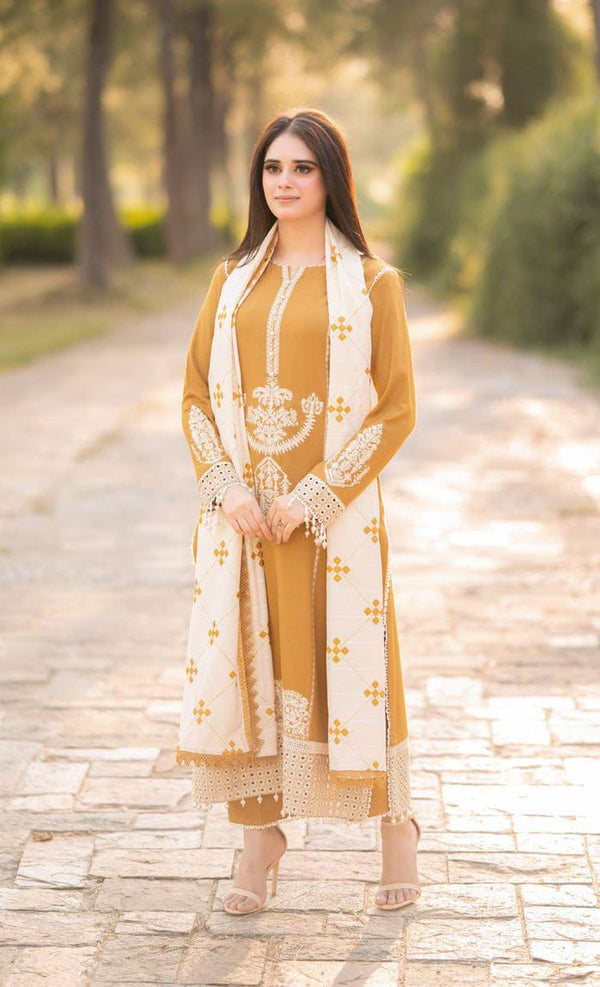 Dhanak Embroidered 3-piece
