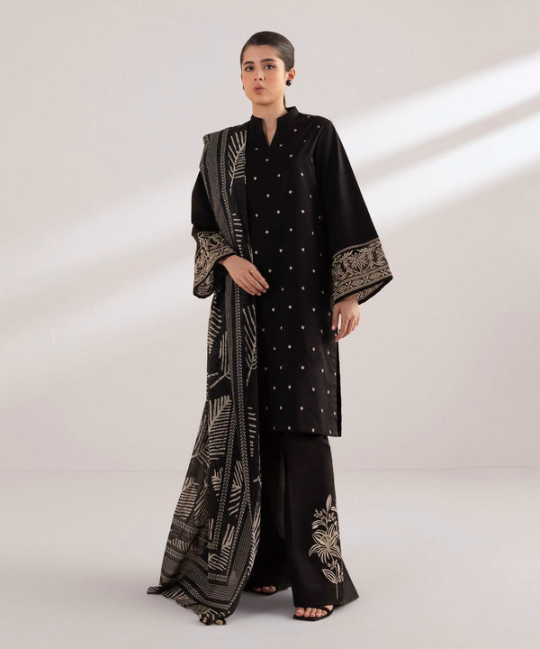 Embroidered Dhanak 3-Piece Suit
