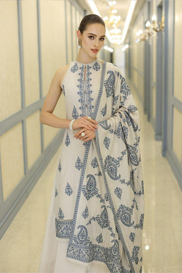Embroidered Dhanak 3-Piece Suit