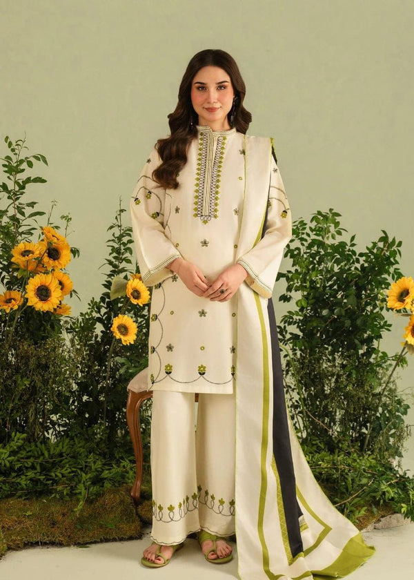 Embroidered Dhanak 3-Piece Suit