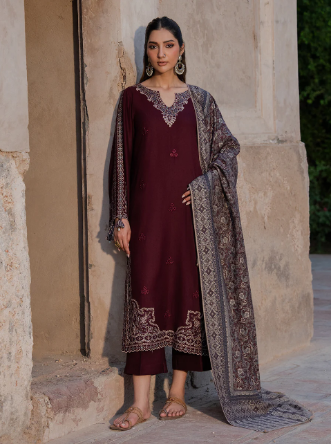 Embroidered khaddar 3-piece